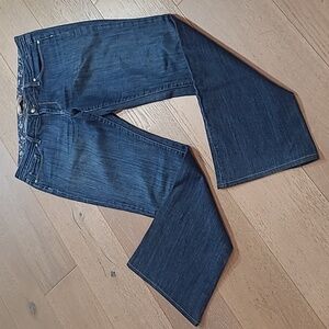 EUC PAIGE Jeans Women's sz 32 Hidden Hills Mid Rise Flare Denim Jeans